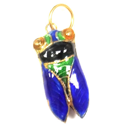 ENAMEL CICADA 13X29MM BLUE